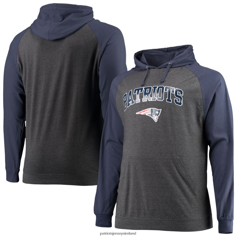 Patriots Jersey Men Fanatics Branded Navy/Heathered Charcoal Big & Tall Lightweight Raglan Pullover Hoodie 8226D609 Clothing