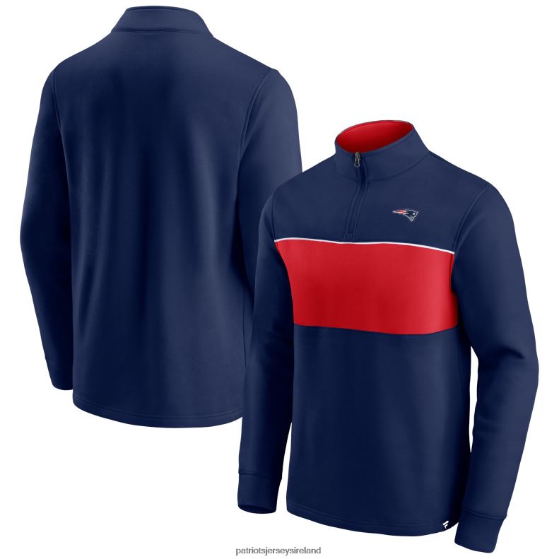 Patriots Jersey Men Fanatics Branded Navy/Red Block Party Quarter-Zip Jacket 8226D801 Clothing