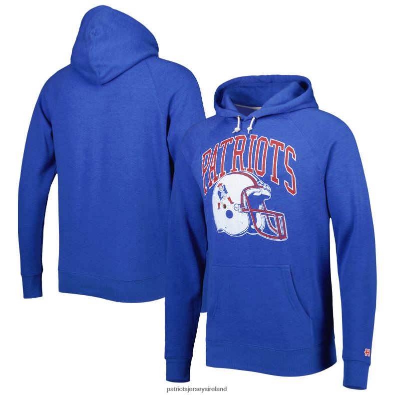 Patriots Jersey Men Homage Royal Retro Helmet Tri-Blend Raglan Pullover Hoodie 8226D617 Clothing