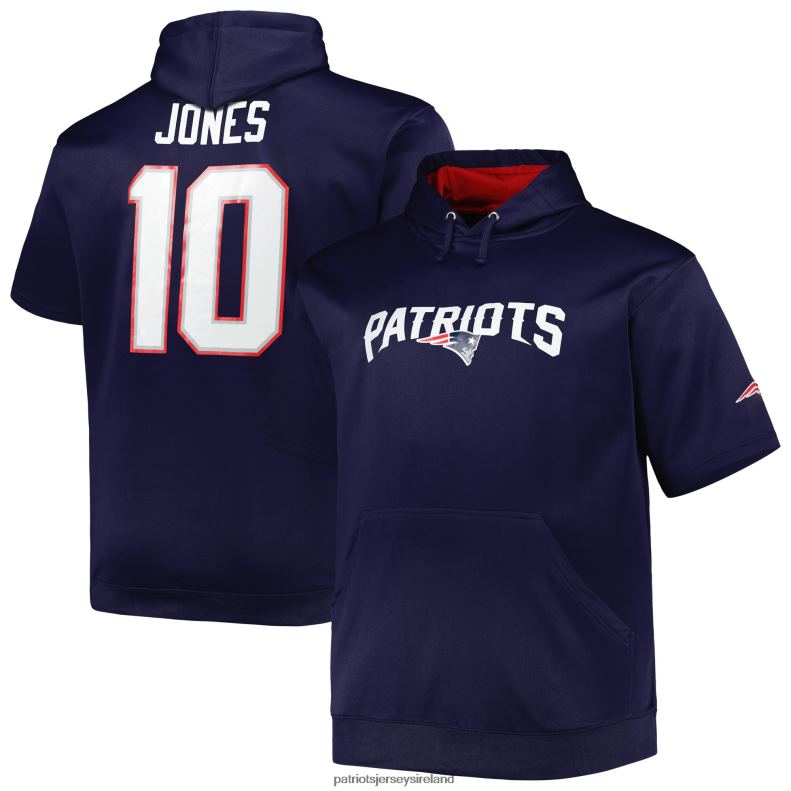 Patriots Jersey Men Mac Jones Navy Big & Tall Short Sleeve Pullover Hoodie 8226D587 Clothing