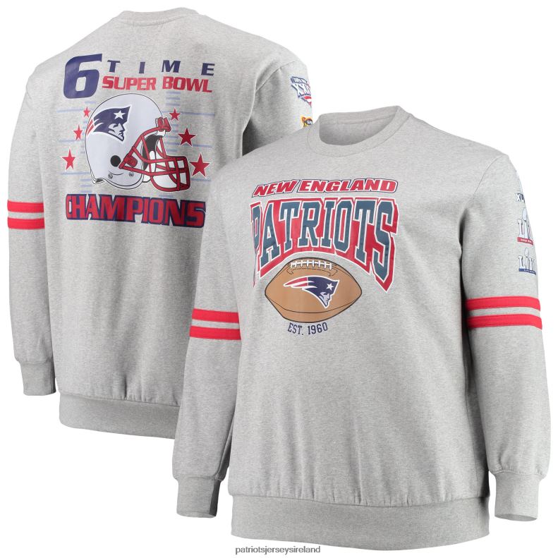 Patriots Jersey Men Mitchell & Ness Heathered Gray Big & Tall Allover Print Pullover Sweatshirt 8226D689 Clothing