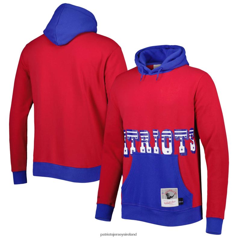 Patriots Jersey Men Mitchell & Ness Red/Navy Big & Tall Big Face Pullover Hoodie 8226D658 Clothing