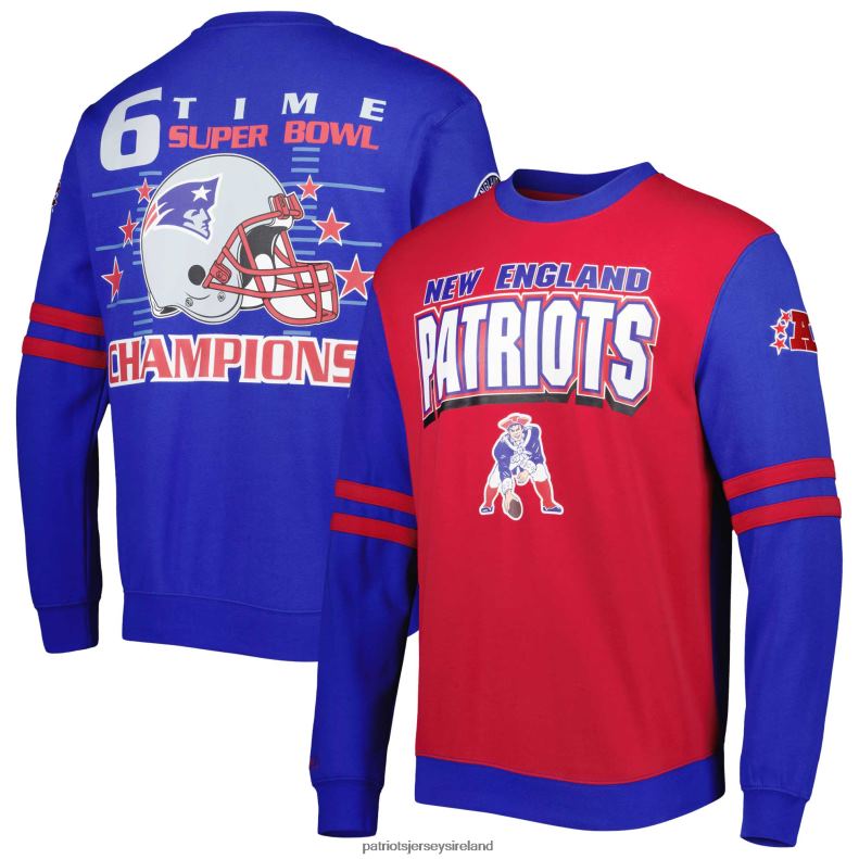 Patriots Jersey Men Mitchell & Ness Red/Royal Big & Tall Gridiron Classics Pullover Sweatshirt 8226D653 Clothing