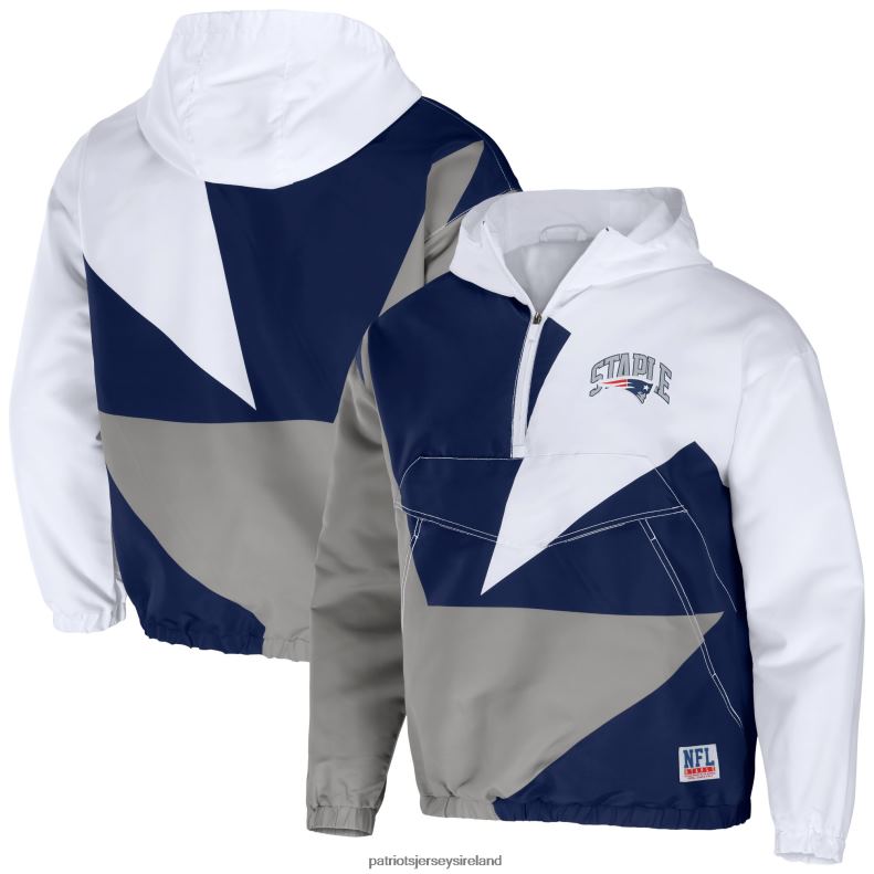 Patriots Jersey Men NFL x Staple Navy All Over Print Lightweight Quarter-Zip Jacket 8226D586 Clothing