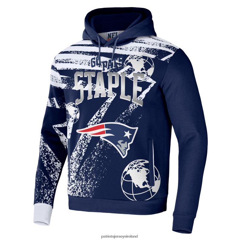 Patriots Jersey Men NFL x Staple Navy All Over Print Pullover Hoodie 8226D623 Clothing