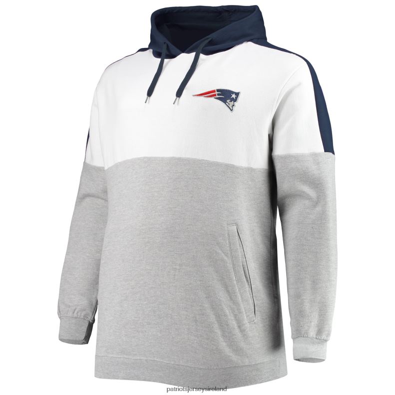 Patriots Jersey Men Navy/Heathered Gray Big & Tall Team Logo Pullover Hoodie 8226D688 Clothing