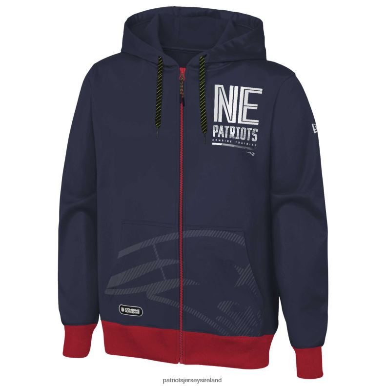 Patriots Jersey Men New Era Navy Combine Authentic Drop Back Full-Zip Hoodie 8226D607 Clothing
