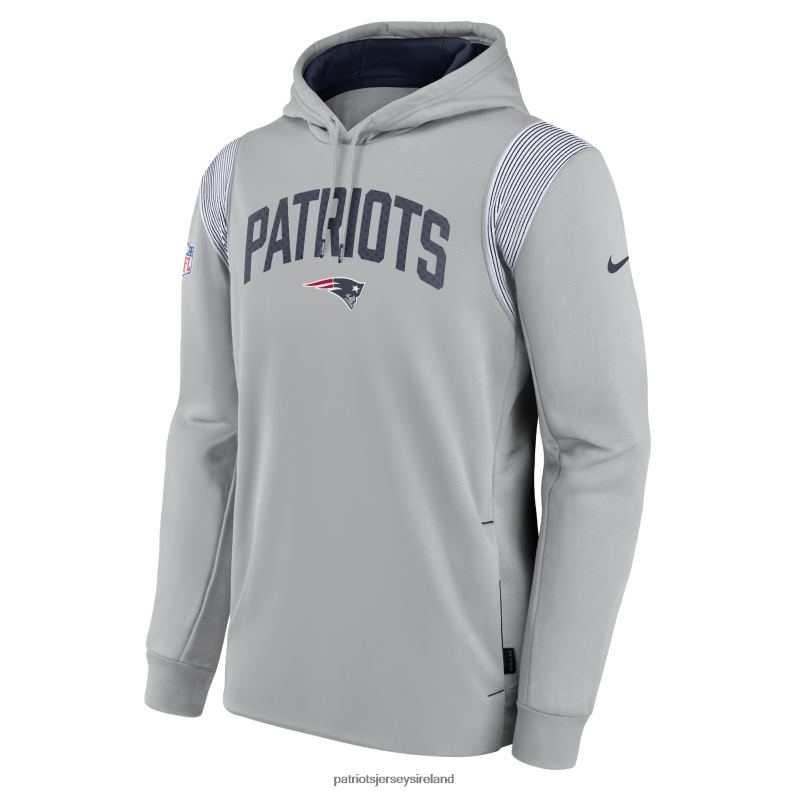 Patriots Jersey Men Nike Gray Sideline Athletic Stack Performance Pullover Hoodie 8226D491 Clothing