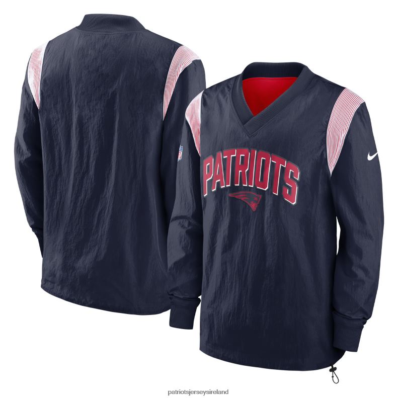 Patriots Jersey Men Nike Navy Sideline Athletic Stack V-Neck Pullover Windshirt Jacket 8226D629 Clothing