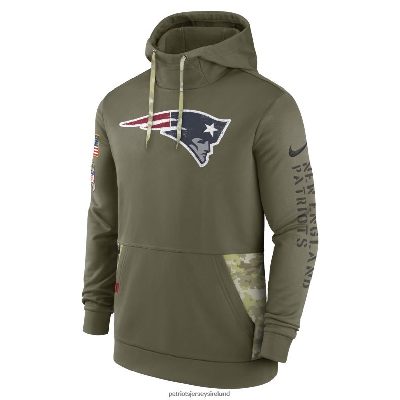 Patriots Jersey Men Nike Olive 2022 Salute to Service Therma Performance Pullover Hoodie 8226D465 Clothing