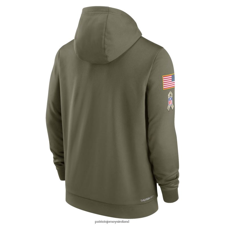 Patriots Jersey Men Nike Olive 2022 Salute to Service Therma Performance Pullover Hoodie 8226D465 Clothing