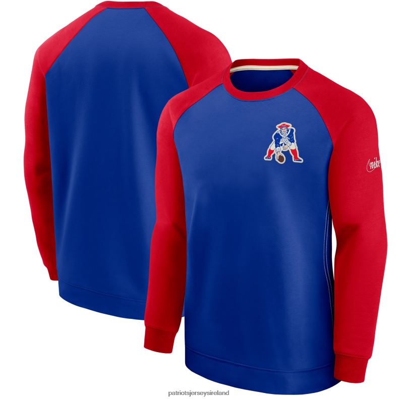 Patriots Jersey Men Nike Royal/Red Historic Raglan Crew Performance Sweater 8226D549 Clothing