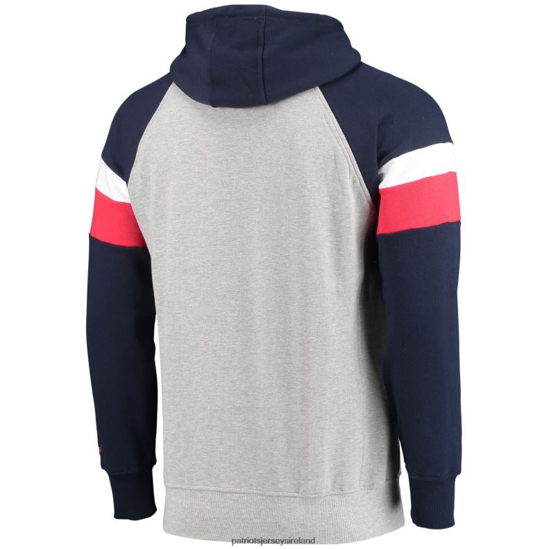 Patriots Jersey Men Starter Heathered Gray/Navy Home Run Raglan Pullover Hoodie 8226D805 Clothing