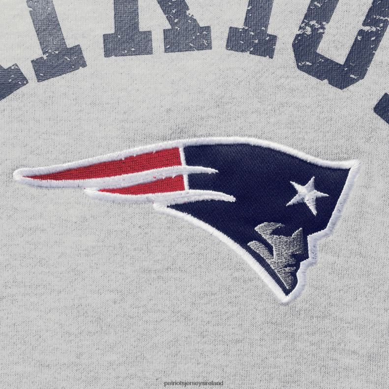Patriots Jersey Men Starter Heathered Gray/Navy Home Run Raglan Pullover Hoodie 8226D805 Clothing
