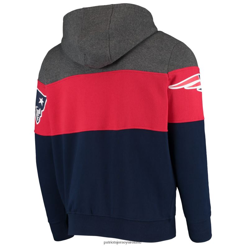 Patriots Jersey Men Starter Heathered Gray/Red Extreme Fireballer Pullover Hoodie 8226D746 Clothing