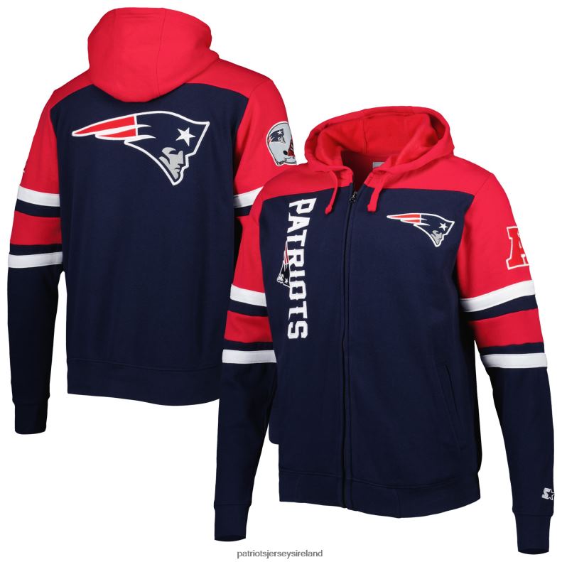 Patriots Jersey Men Starter Navy Extreme Full-Zip Hoodie Jacket 8226D510 Clothing