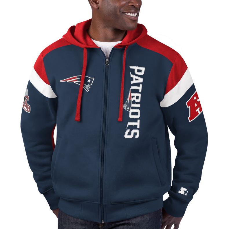 Patriots Jersey Men Starter Navy/Red Logo Extreme Full-Zip Hoodie 8226D690 Clothing