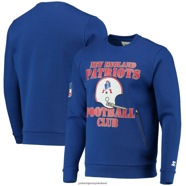 Patriots Jersey Men Starter Royal Locker Room Throwback End Zone Pullover Sweatshirt 8226D649 Clothing