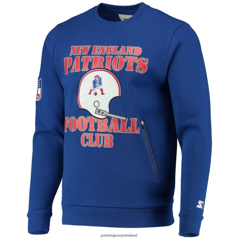Patriots Jersey Men Starter Royal Locker Room Throwback End Zone Pullover Sweatshirt 8226D649 Clothing