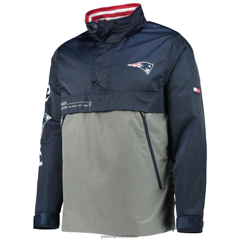 Patriots Jersey Men Tommy Hilfiger Navy/Gray Anorak Hoodie Quarter-Zip Jacket 8226D648 Clothing
