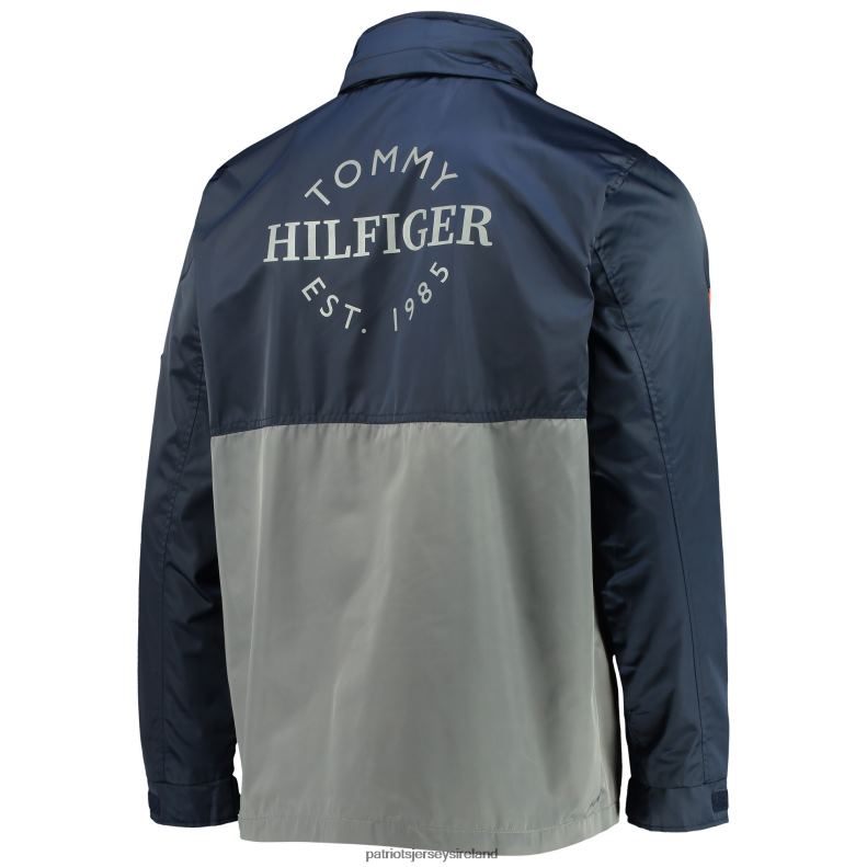Patriots Jersey Men Tommy Hilfiger Navy/Gray Anorak Hoodie Quarter-Zip Jacket 8226D648 Clothing