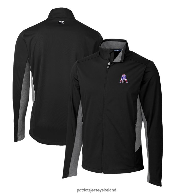 Patriots Jersey Men Cutter & Buck Black Throwback Logo Navigate Softshell Big & Tall Full-Zip Jacket 8226D2085 Clothing