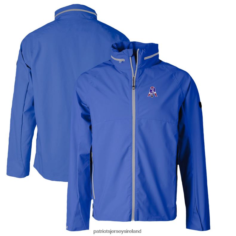 Patriots Jersey Men Cutter & Buck Blue Throwback Logo Vapor Water Repellent Stretch Full-Zip Rain Jacket 8226D77 Clothing