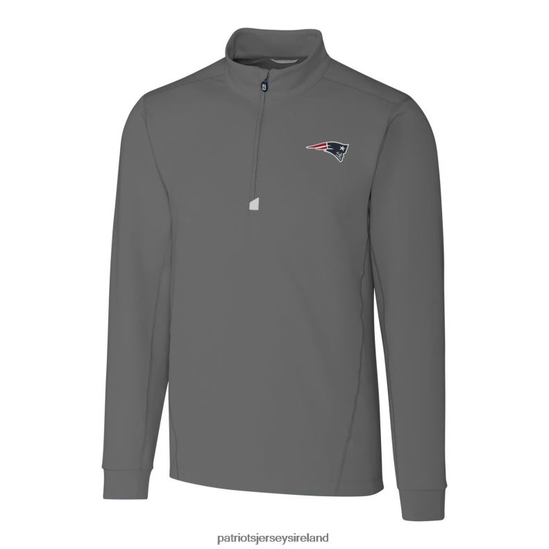 Patriots Jersey Men Cutter & Buck Gray Big & Tall Traverse Quarter-Zip Pullover Jacket 8226D2107 Clothing