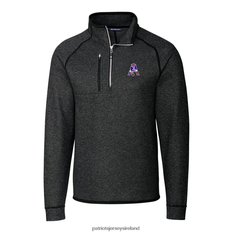 Patriots Jersey Men Cutter & Buck Heather Charcoal Mainsail Sweater-Knit Big & Tall Half-Zip Pullover Jacket 8226D2122 Clothing