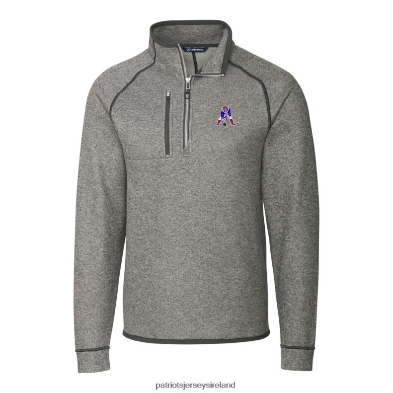 Patriots Jersey Men Cutter & Buck Heather Gray Mainsail Sweater-Knit Big & Tall Half-Zip Pullover Jacket 8226D2123 Clothing