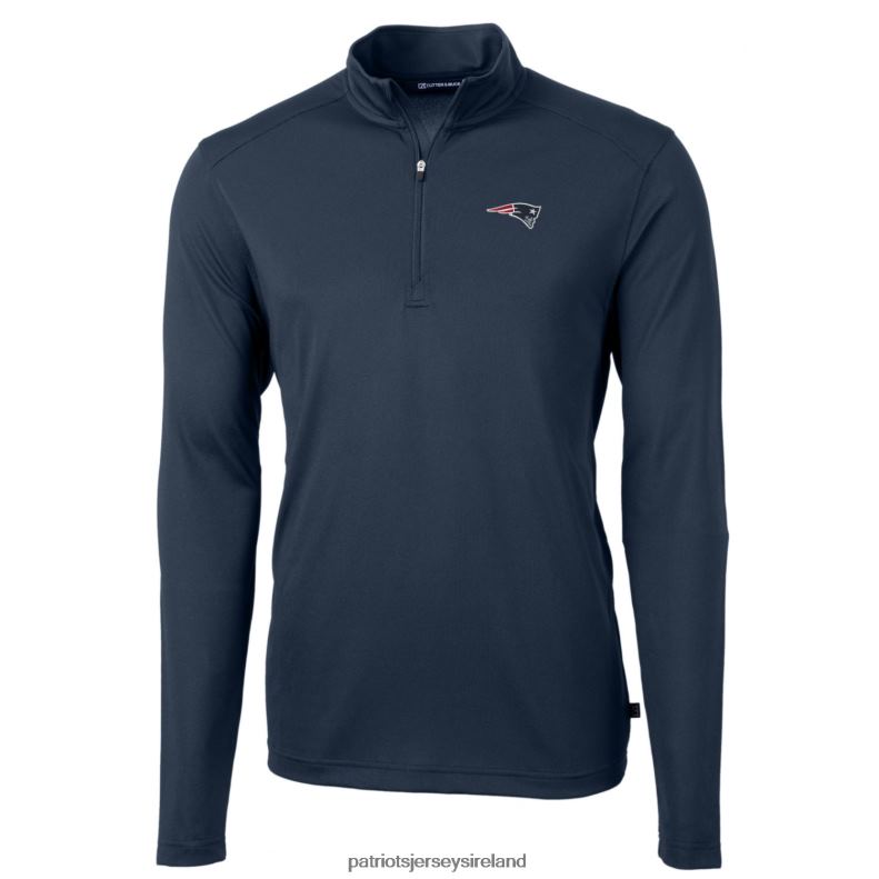 Patriots Jersey Men Cutter & Buck Navy Big & Tall Virtue Eco Pique Quarter-Zip Pullover Jacket 8226D2141 Clothing