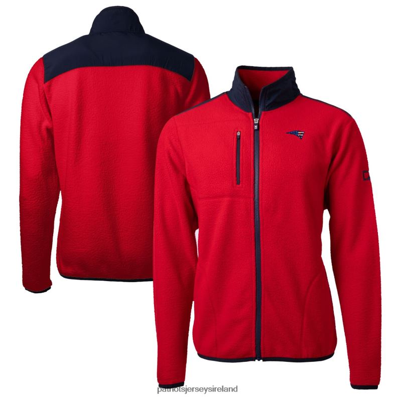 Patriots Jersey Men Cutter & Buck Red Big & Tall Team Cascade Eco Sherpa Fleece Full-Zip Jacket 8226D2110 Clothing