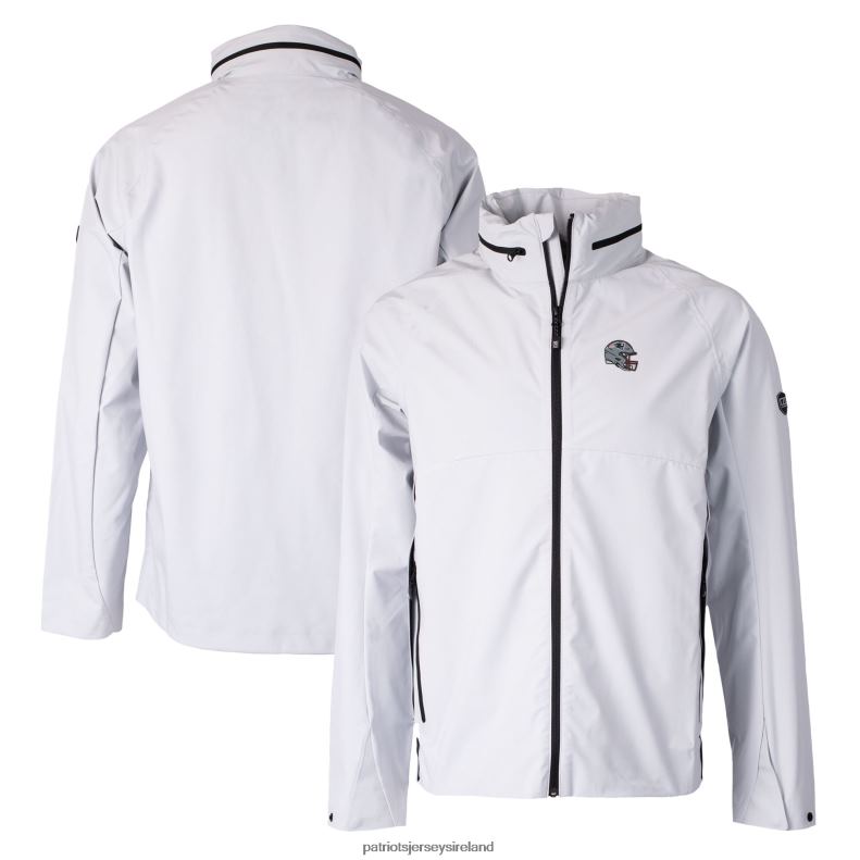 Patriots Jersey Men Cutter & Buck White Helmet Vapor Water Repellent Stretch Full-Zip Rain Jacket 8226D8 Clothing