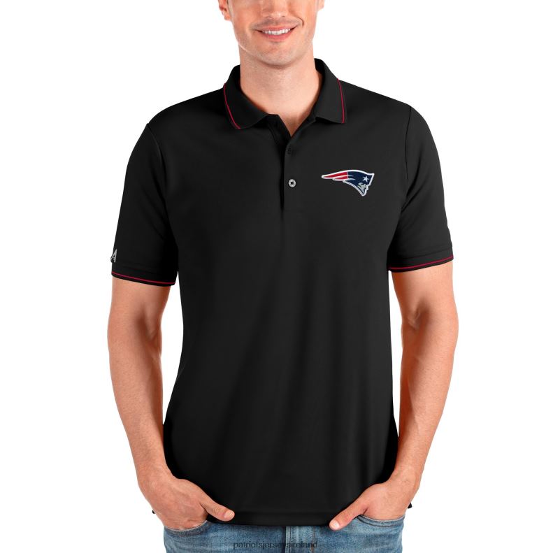 Patriots Jersey Men Antigua Black Affluent Polo 8226D1385 Clothing