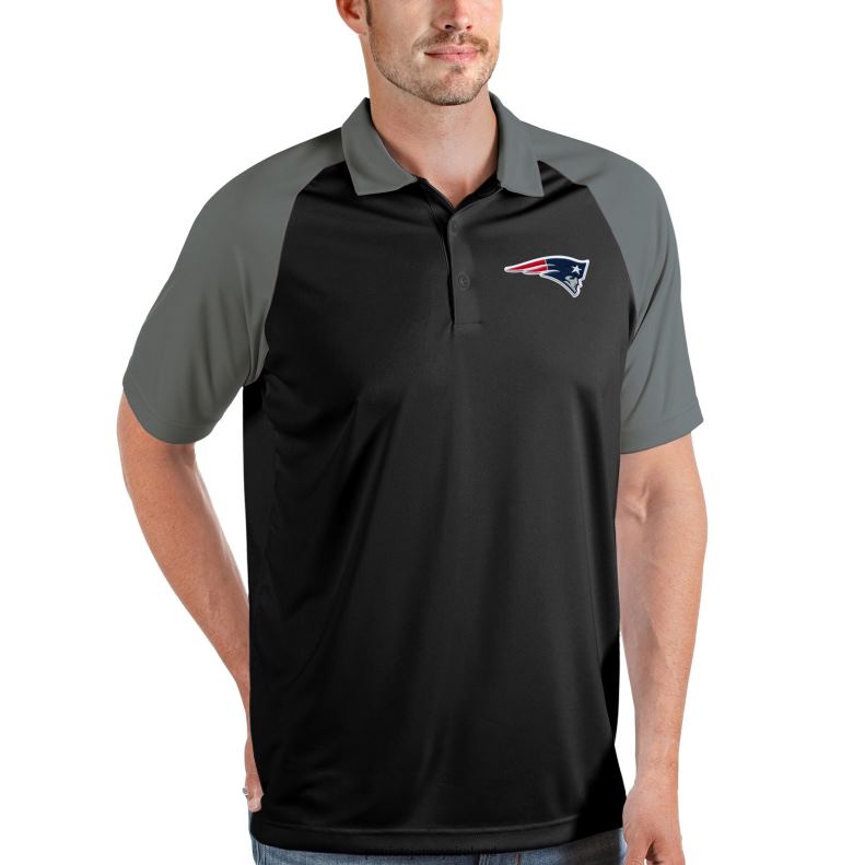 Patriots Jersey Men Antigua Black/Steel Nova Polo 8226D1493 Clothing