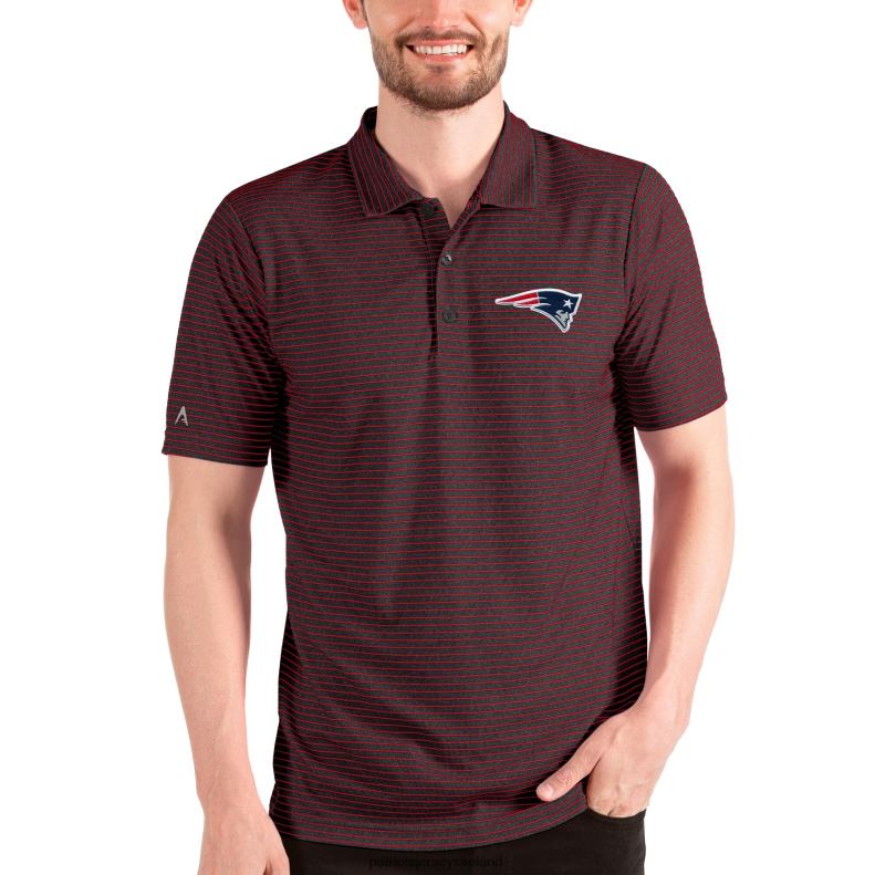 Patriots Jersey Men Antigua Heathered Black/Red Esteem Polo 8226D1482 Clothing
