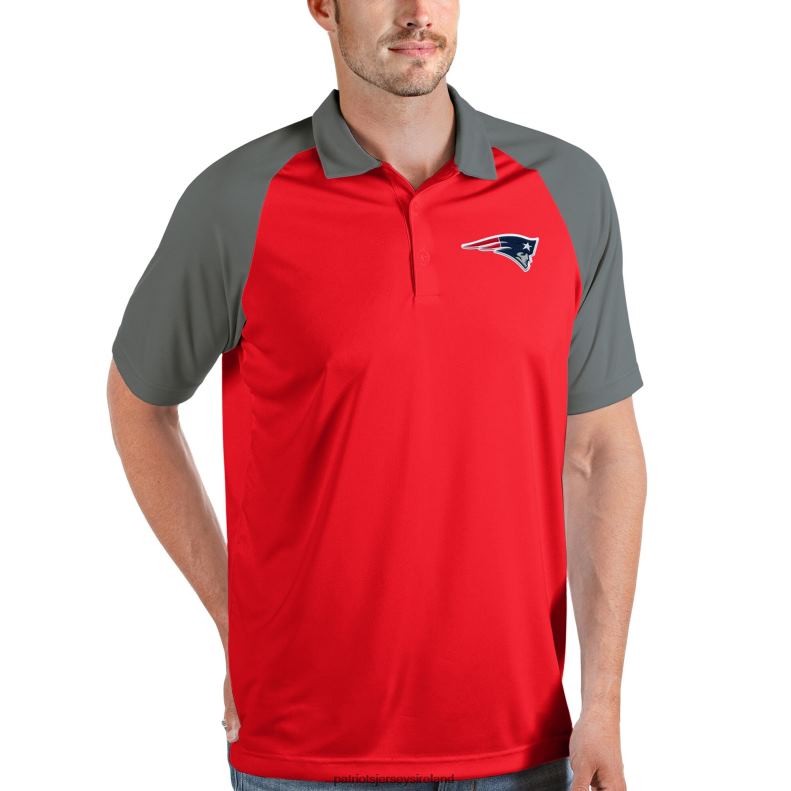 Patriots Jersey Men Antigua Red/Steel Nova Polo 8226D1393 Clothing