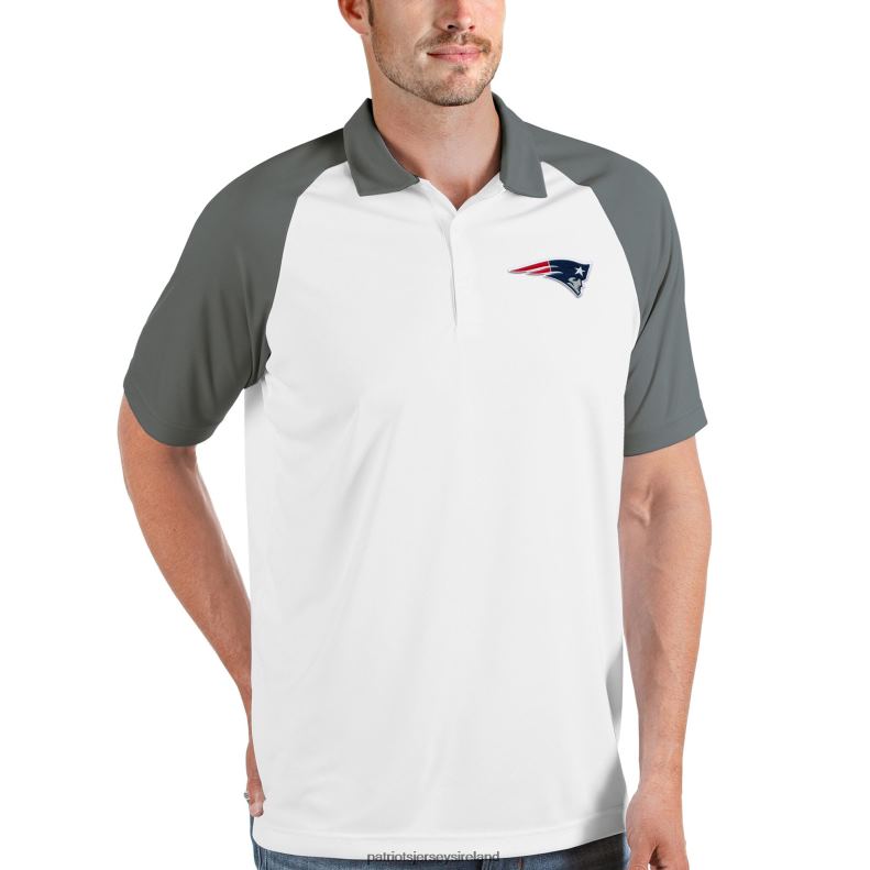 Patriots Jersey Men Antigua White/Steel Nova Polo 8226D1494 Clothing