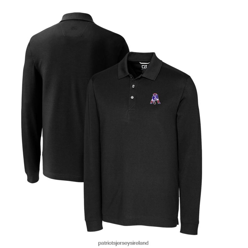 Patriots Jersey Men Cutter & Buck Black Advantage Tri-Blend Pique Long Sleeve Throwback Polo 8226D1529 Clothing