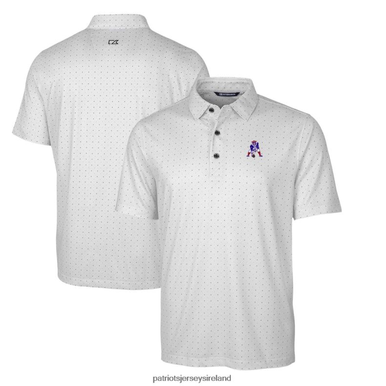 Patriots Jersey Men Cutter & Buck Charcoal Throwback Logo Big & Tall Pike Double Dot Print Stretch Polo 8226D1469 Clothing