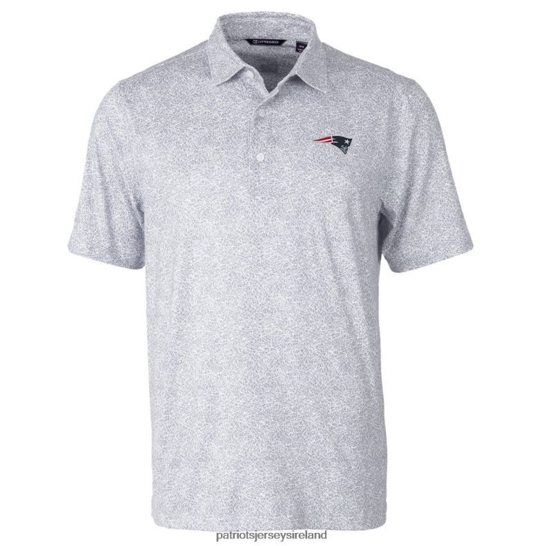 Patriots Jersey Men Cutter & Buck Gray Pike Constellation Print Stretch Polo 8226D1381 Clothing
