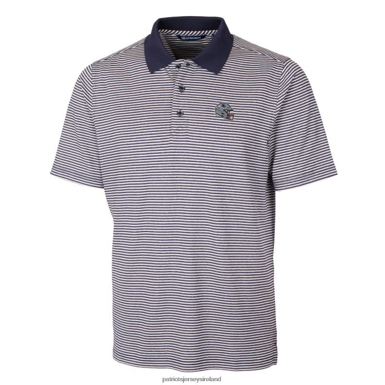 Patriots Jersey Men Cutter & Buck Navy Helmet Forge Tonal Stripe Stretch Polo 8226D1288 Clothing