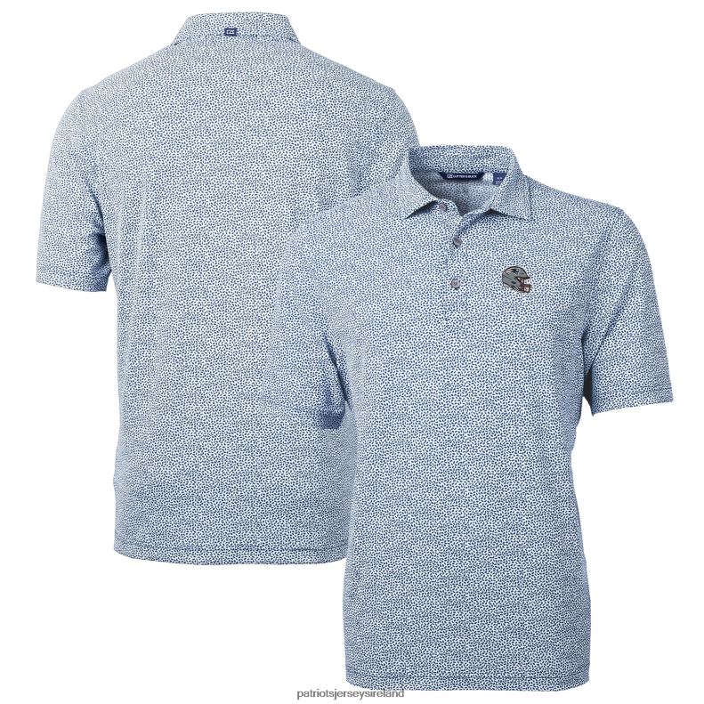 Patriots Jersey Men Cutter & Buck Navy Helmet Virtue Eco Pique Botanical Print Recycled Polo 8226D1298 Clothing