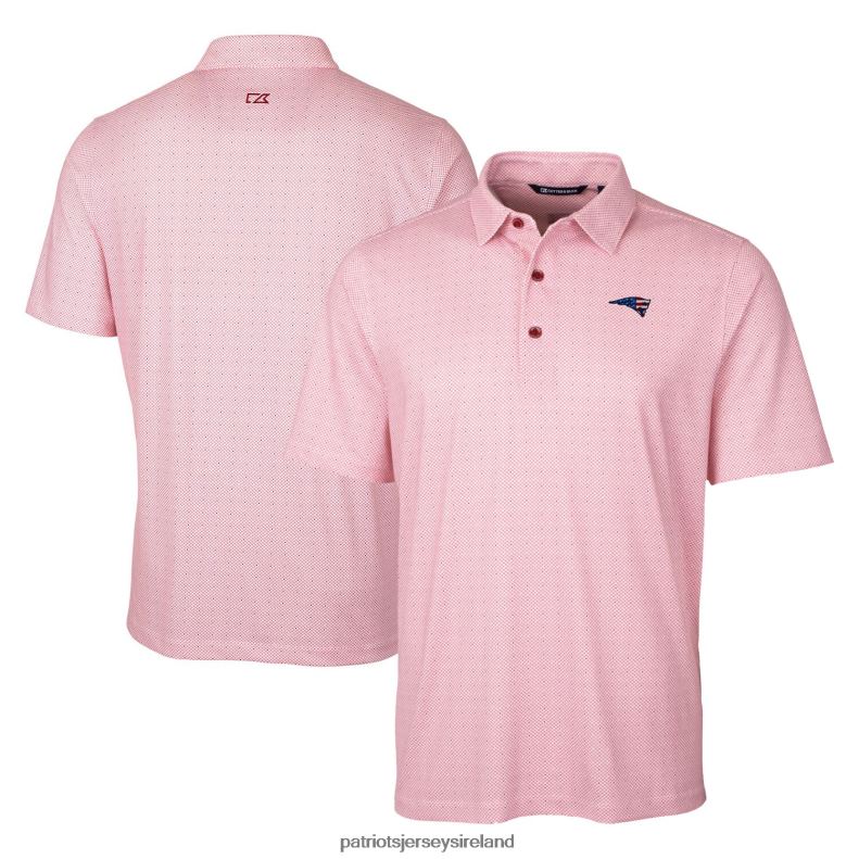 Patriots Jersey Men Cutter & Buck Red Americana Big & Tall Pike Double Dot Print Stretch Polo 8226D1471 Clothing