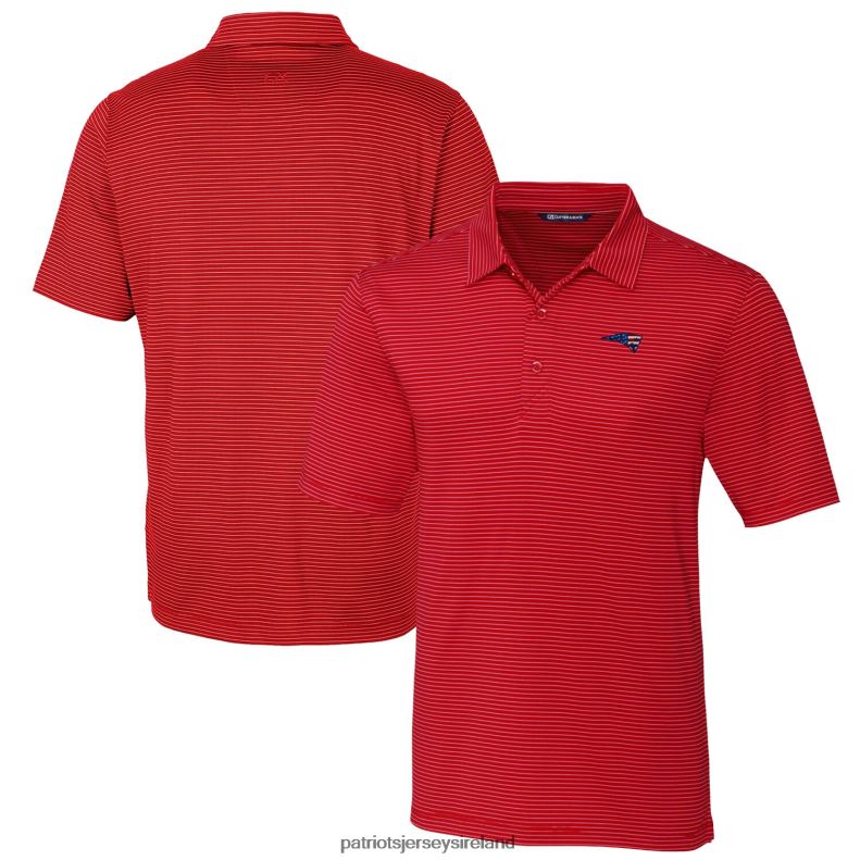 Patriots Jersey Men Cutter & Buck Red Forge Pencil Stripe Polo 8226D1555 Clothing
