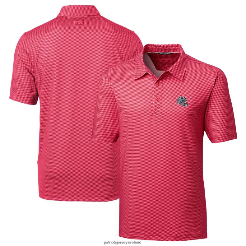 Patriots Jersey Men Cutter & Buck Red Helmet Pike Mini Pennant Print Stretch Polo 8226D1357 Clothing