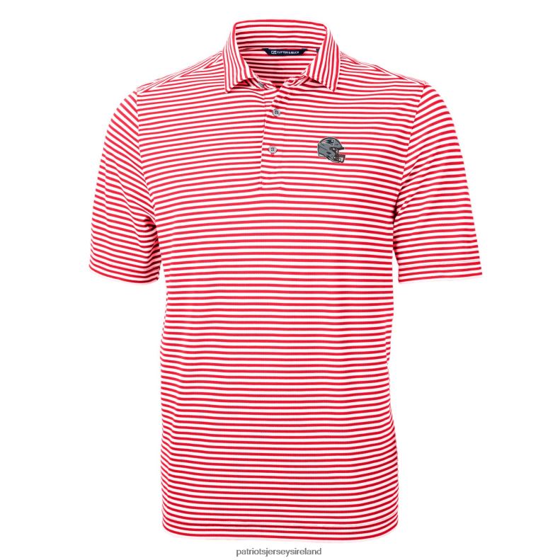 Patriots Jersey Men Cutter & Buck Red Helmet Virtue Eco Pique Stripe Recycled Polo 8226D1311 Clothing