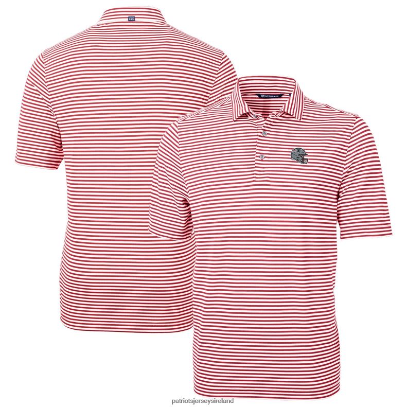 Patriots Jersey Men Cutter & Buck Red Helmet Virtue Eco Pique Stripe Recycled Polo 8226D1312 Clothing