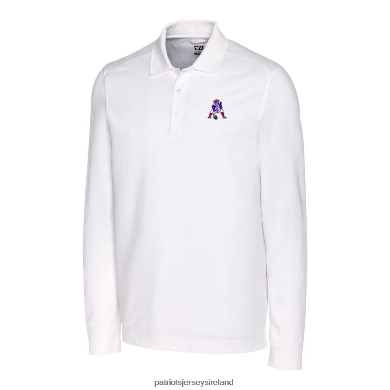 Patriots Jersey Men Cutter & Buck White Advantage Tri-Blend Pique Big & Tall Long Sleeve Throwback Polo 8226D1560 Clothing