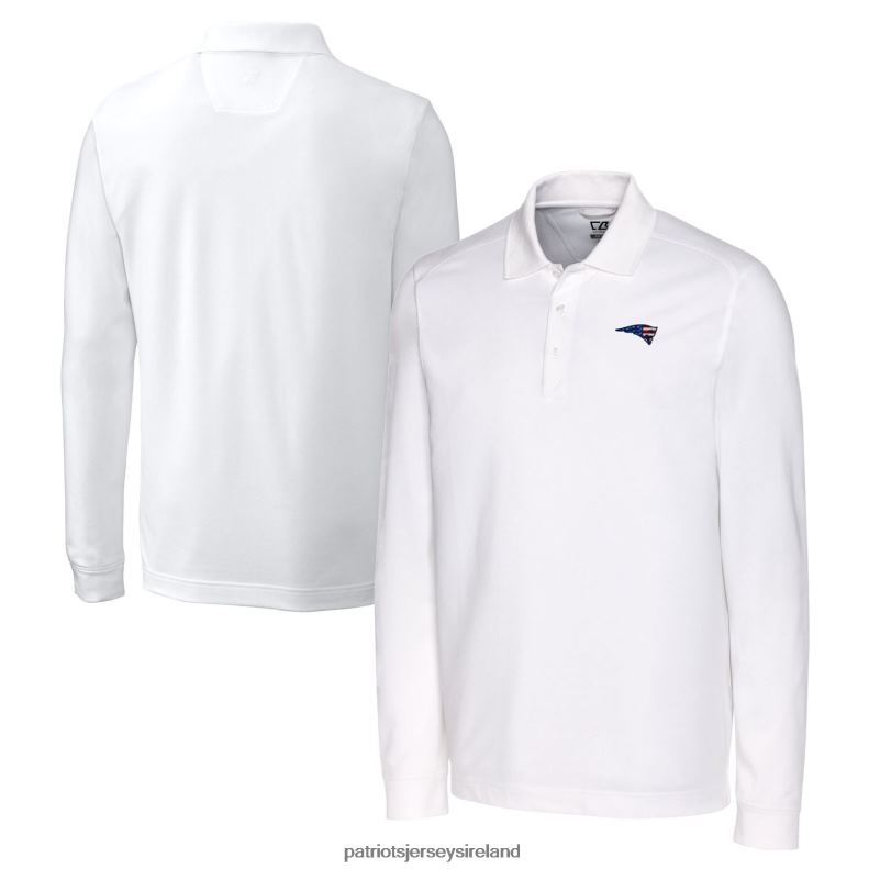 Patriots Jersey Men Cutter & Buck White Big & Tall Advantage Tri-Blend Pique Long Sleeve Polo 8226D1605 Clothing
